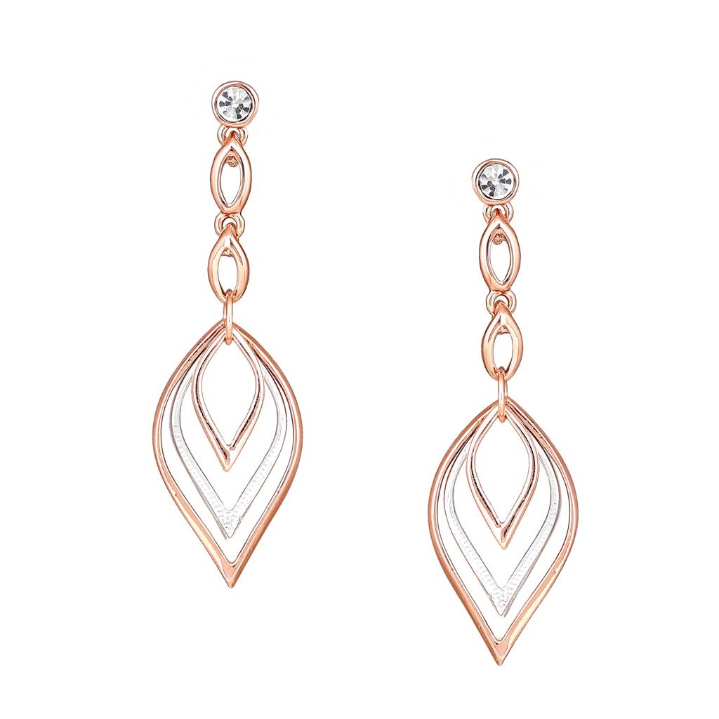 Estele Rosegold & Rhodium Plated Designer Dangler Earrings For Women : 702703ER