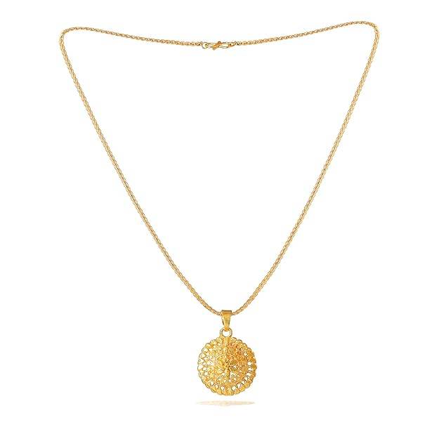 Fashion Jewelry Floral Pattern Pendant For Women: Gold-Plated Timeless Elegance Lightweight Circle Design : OSAK018-IGPENDANT