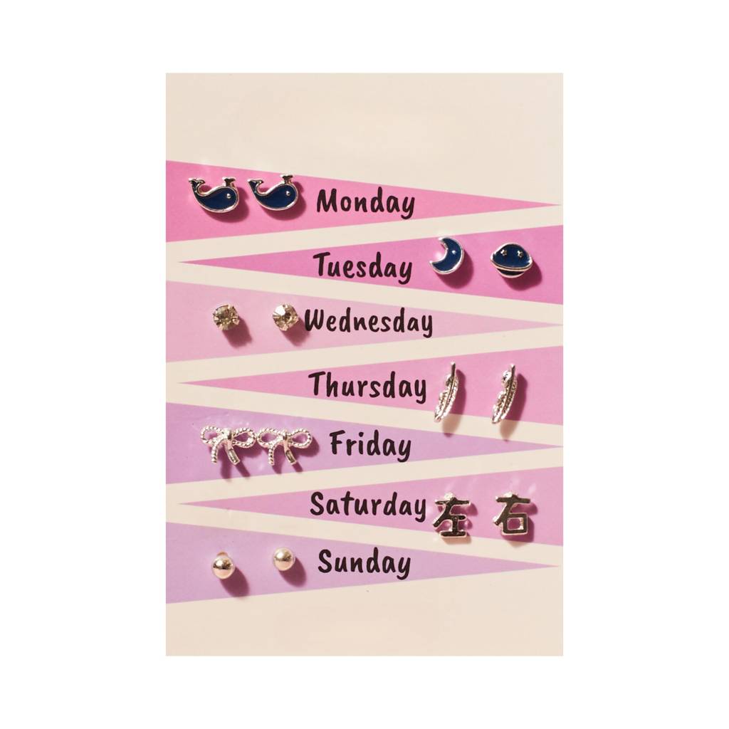 "Dream" Weekly 7 Stud Earrings Set : EC70130