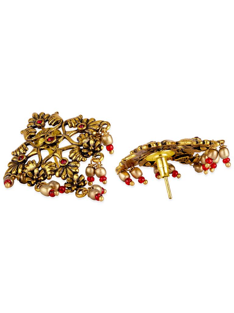 Arabian Nights Antique Oxidized Golden Brass Earrings : 8905124424430