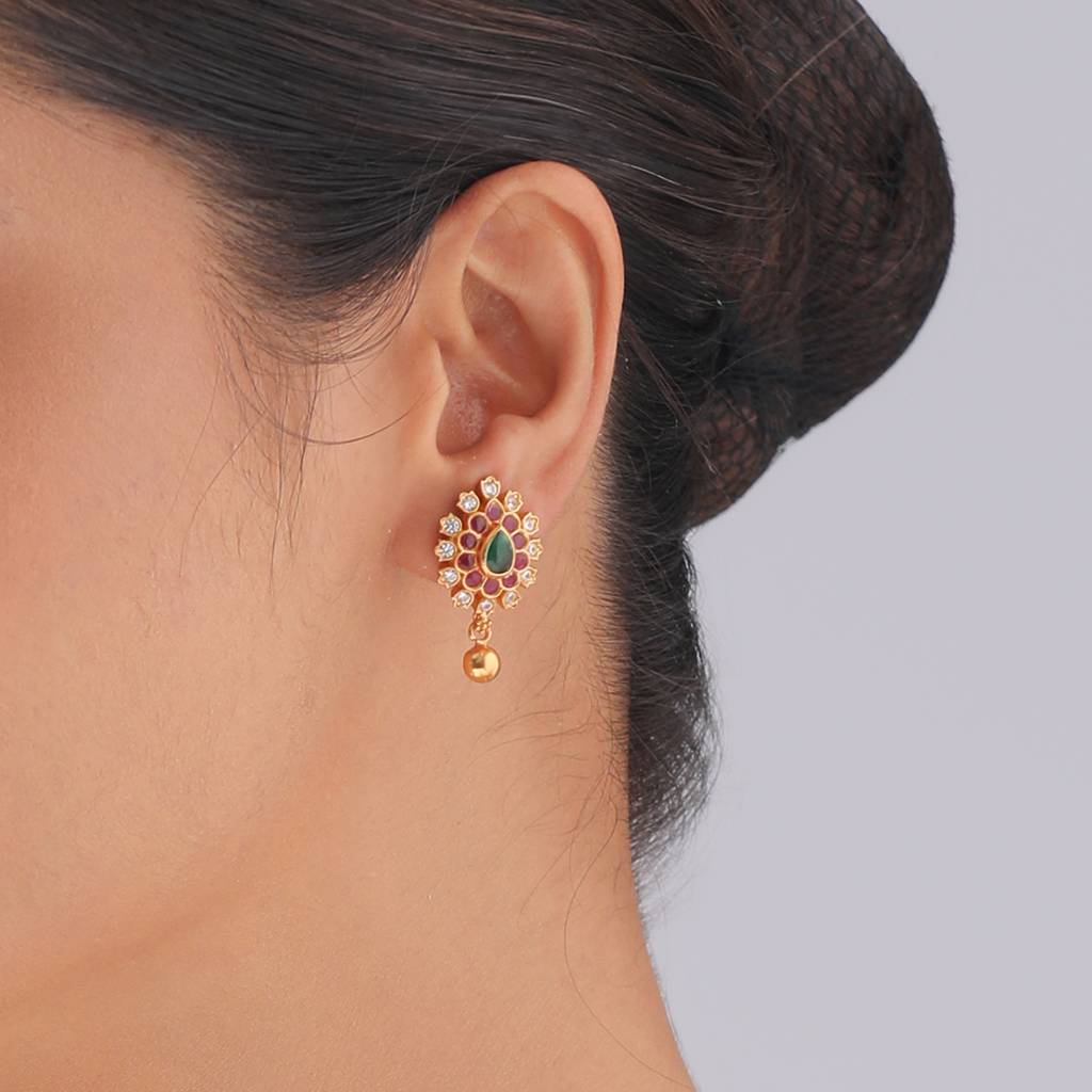 Ethnic Pure Silver Temple Studs-161581 : 431393