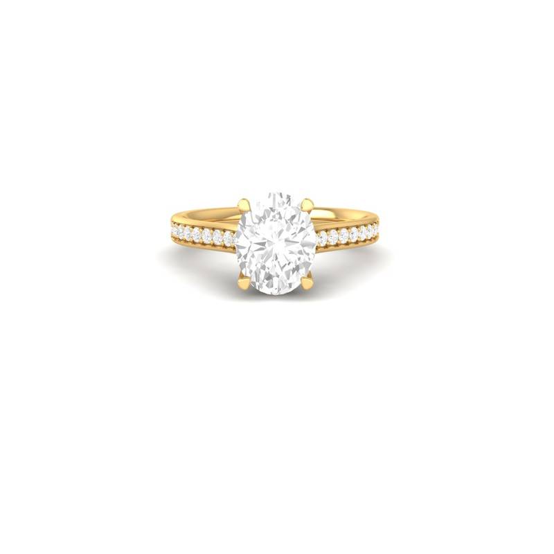 Oval Moissanite Solitaire Engagement Ring Band 14K Gold Plated : TGDR-621-R-6