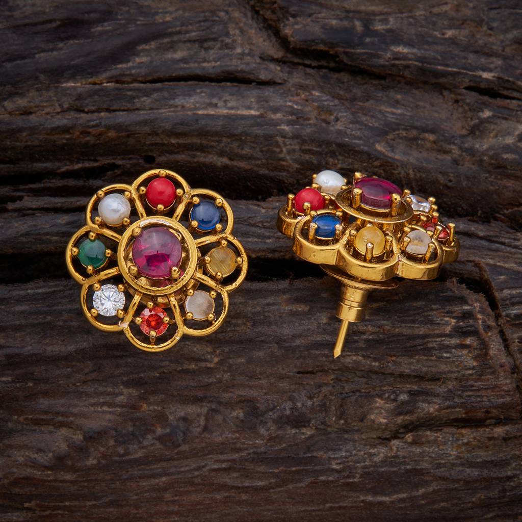Gold-Plated Ethnic Antique Studs-153758 : 409379