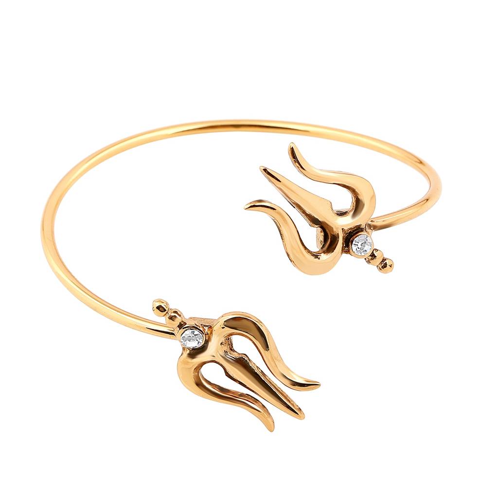 Estele Gold Plated Antique Divine Trishul Bracelet With Austrian Crystals For Women : 102063-IGBR