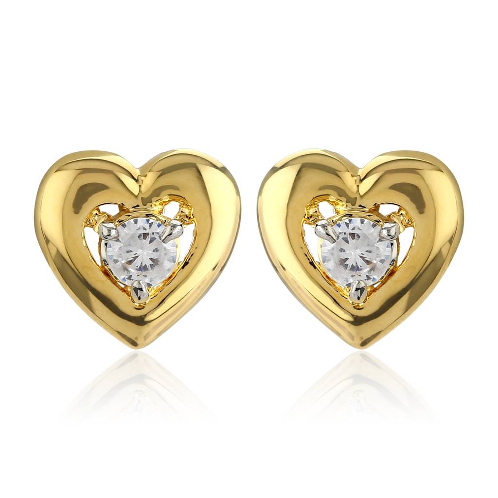 Estele Gold Plated Cz Heart Designer Stud Earrings For Women : AD-062703ER