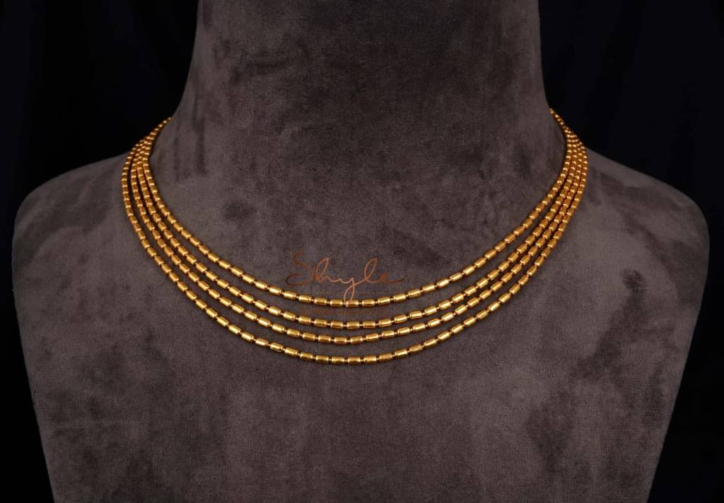 Moh Fine Layered Back Flower Motif Gold Plated Necklace : SN1145