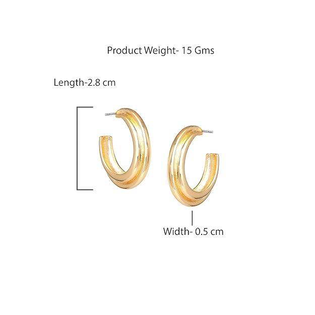 Gold Plated Fashion-Forward Simple Classic Half Hoop Earrings For Girls : 196708-2NIGER