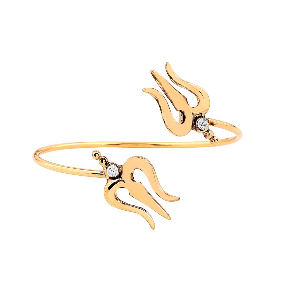 Estele Gold Plated Antique Divine Trishul Bracelet With Austrian Crystals For Women : 102063-IGBR