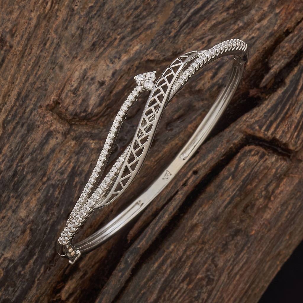 Kushal'S Fashion Jewellery White Rhodium-Plated Party Zircon Kada-184726 : 441025