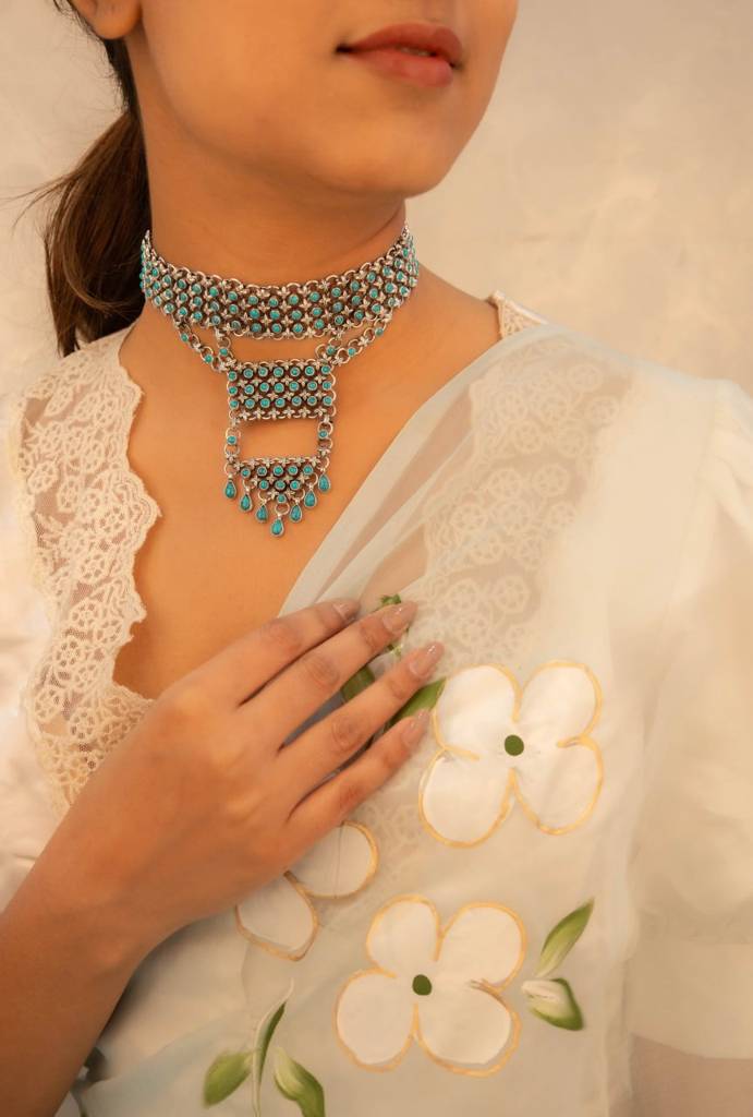 Tattva Turquoise Jadau Statement Layered Necklace : SR171823