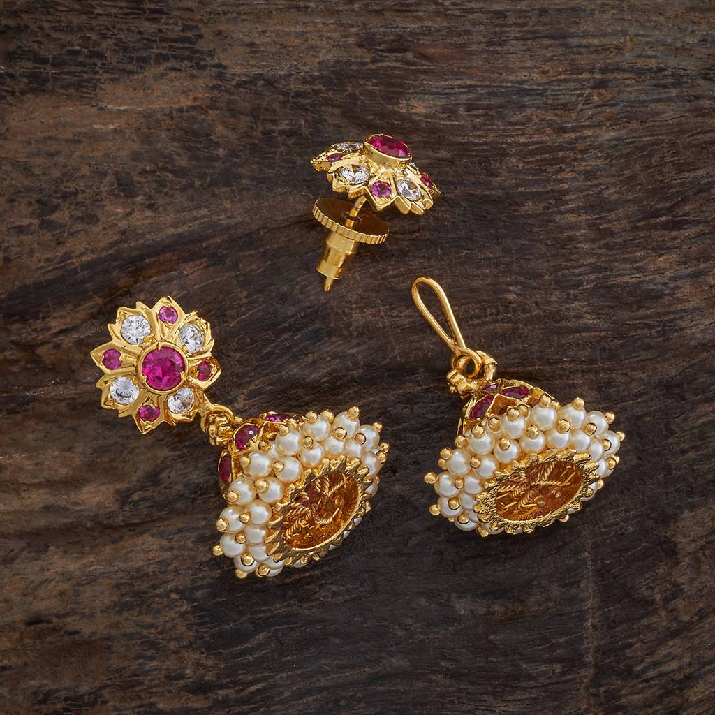 Kushal'S Fashion Jewellery Ruby Gold-Plated Festive Antique Earring-175882  Copper Alloy Ruby