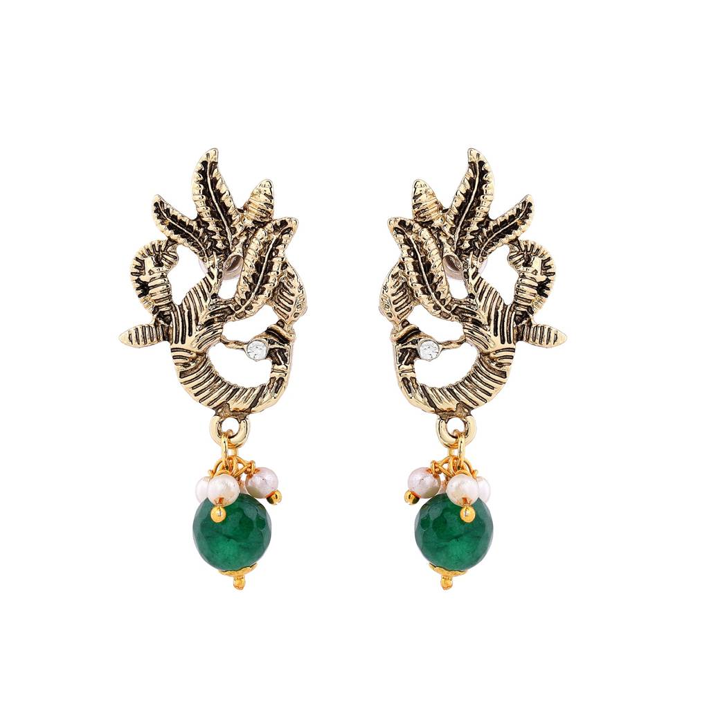 Estele Gold Plated Antique Peacock Designer Choker Necklace Set With Pearl For Women : 10008-IGNKER