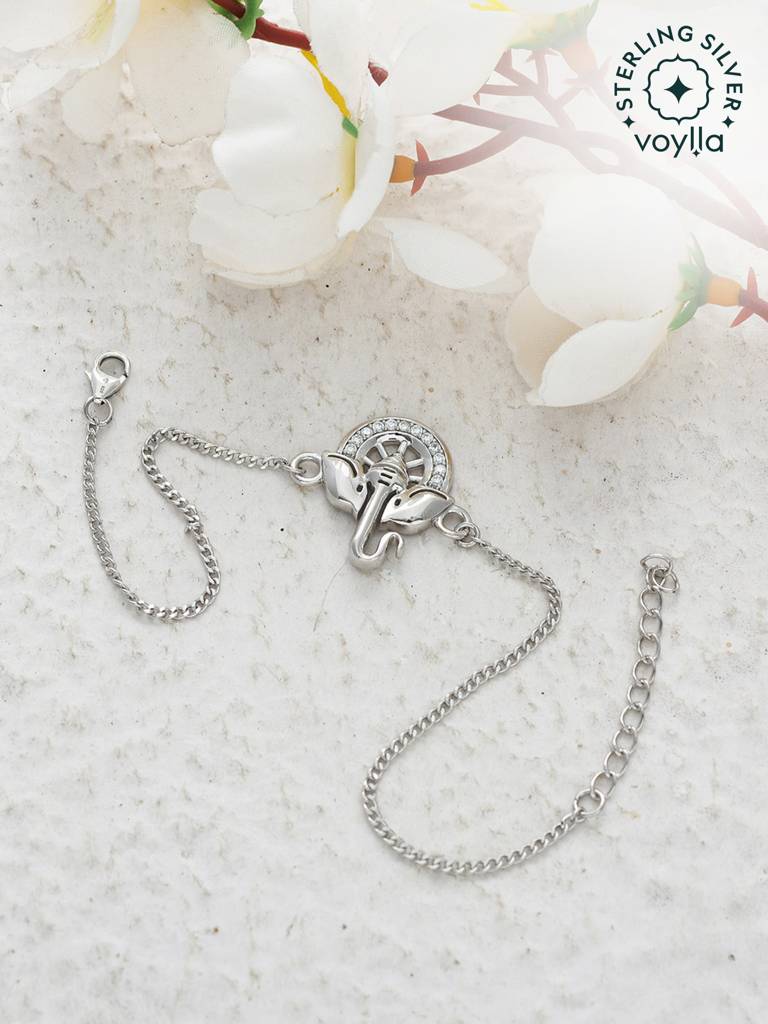 Eternz Certified Jewellery - Voylla 925 Sterling Silver Auspicious Ganpati Bracelet Style Rakhi