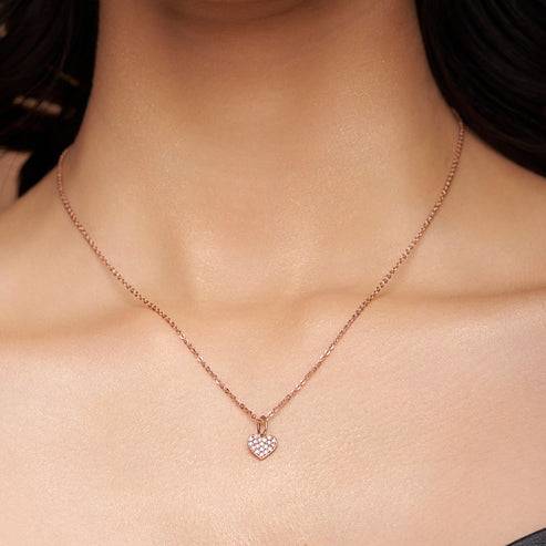 18K Gold Vermeil Leaf & Heart Glow Necklace And Ring Set For Her | Gift For Womens And Girls : KNP0030_KRD0002-Gold-5