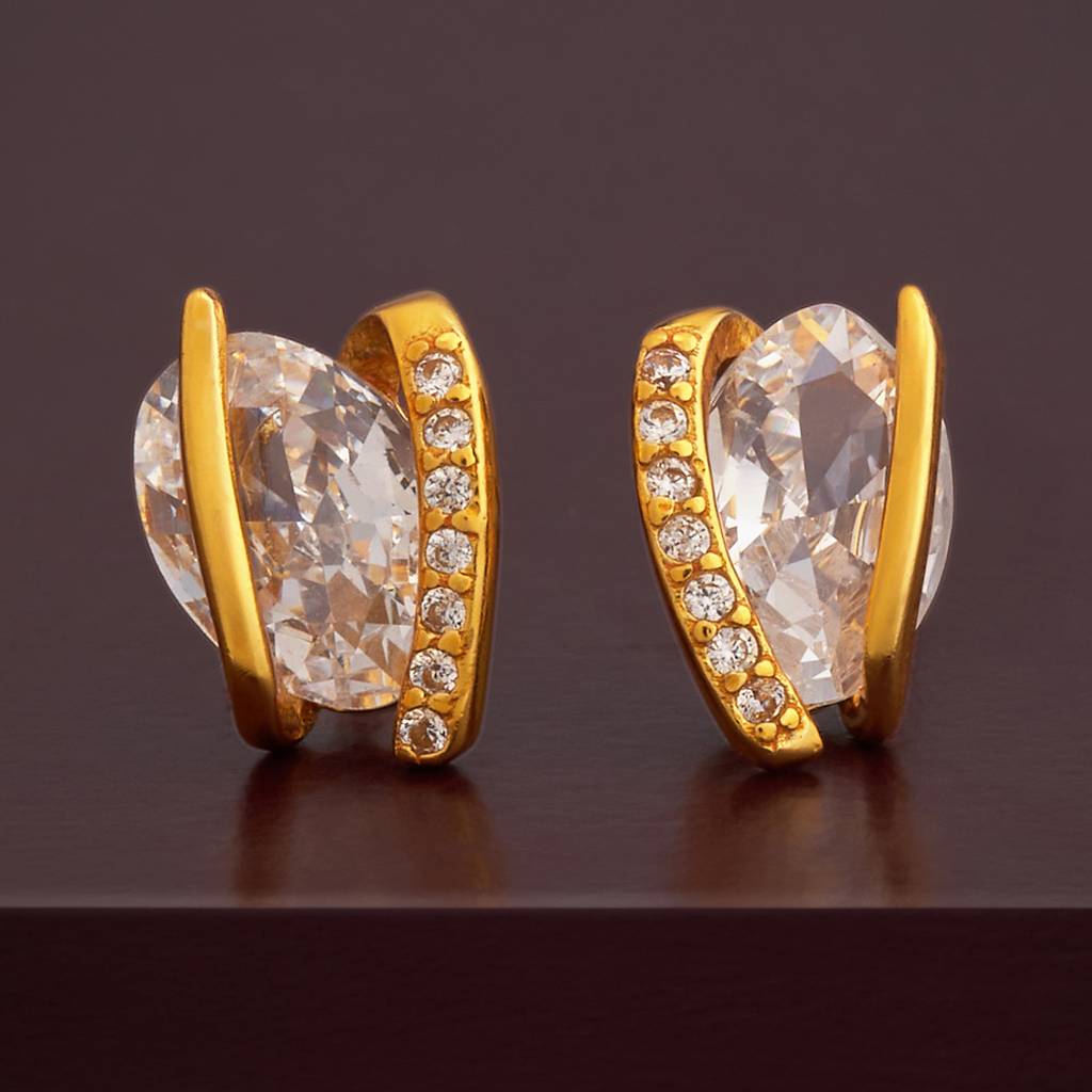 Kushal'S Fashion Jewellery Plated Zircon 92.5 Sterling Silver Studs-183135 : 437427