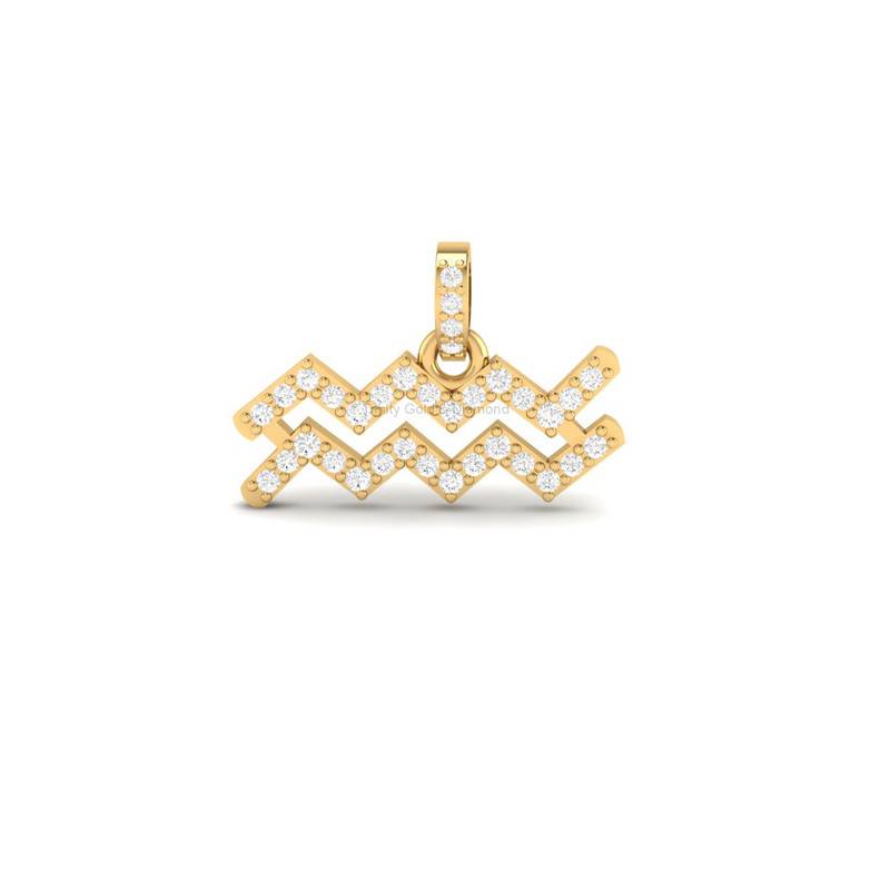 Aquarius Zodiac Moissanite Pendant In 14Kt Gold Over Sterling Silver : TGDP-21