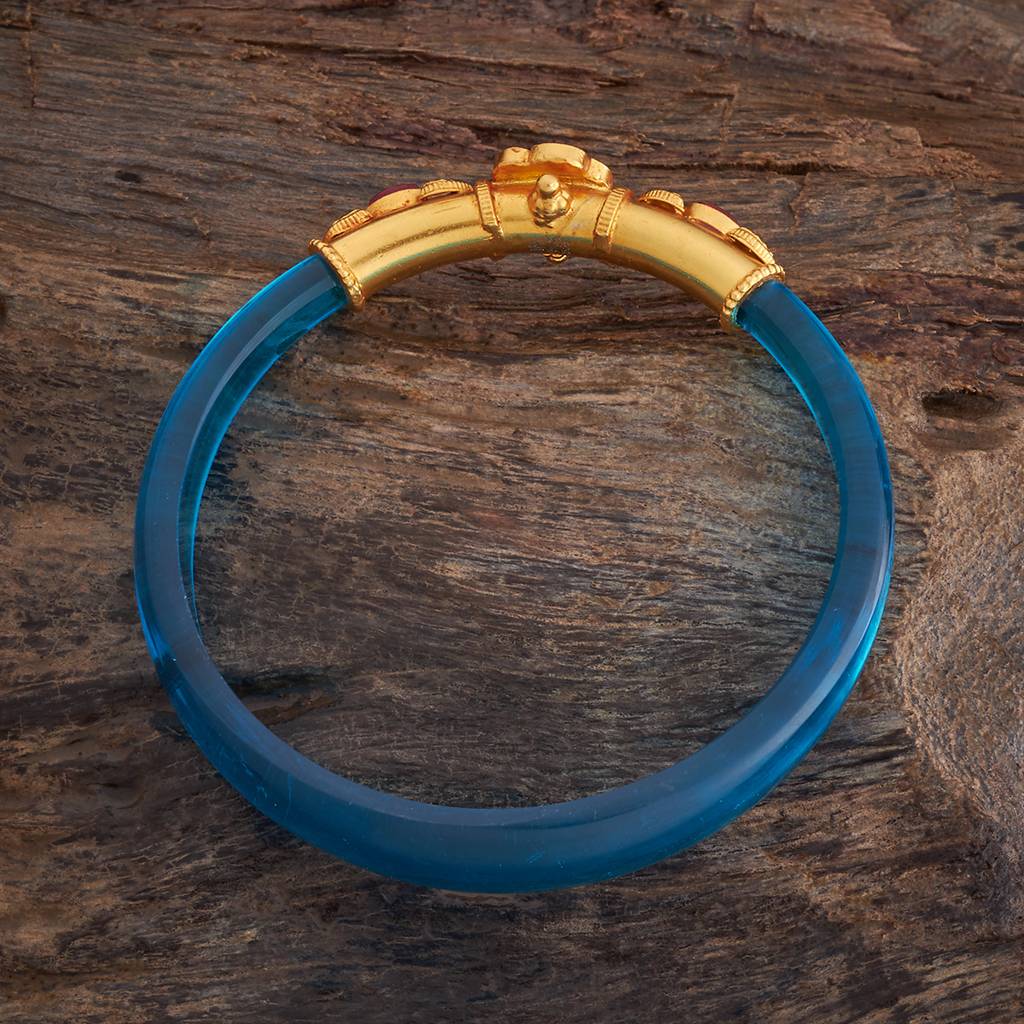 Kushal'S Fashion Jewellery Ruby-Green Gold-Plated Ethnic 92.5 Pure Silver Temple Bangles-170527 : 410650