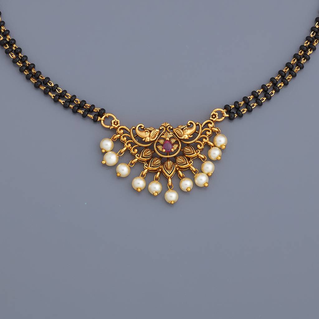 Kushal'S Fashion Jewellery Ruby Gold-Plated Ethnic Antique Mangalsutra-180555 : 431509