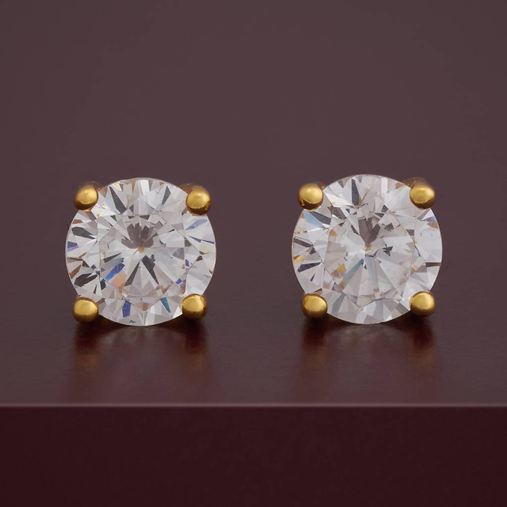 Kushal'S Fashion Jewellery White Gold-Plated Zircon 92.5 Sterling Silver Studs-183247 : 437822