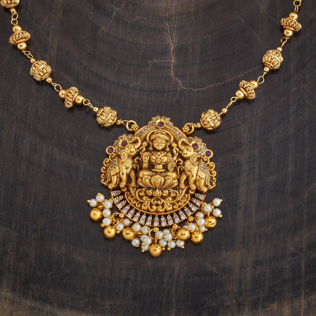 Kushal'S Fashion Jewellery Ruby Gold-Plated Ethnic Antique Necklace-176996 : 424293