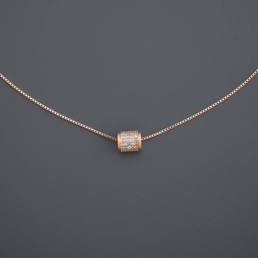 Kushal'S Fashion Jewellery White Rose Gold-Plated Party Imported Pendant Chain-441739 : 441739