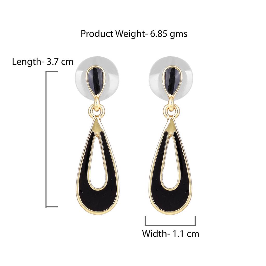 Estele Gold Plated Trendy Black Enamel Drop Earrings For Girls And Women : 580708ER