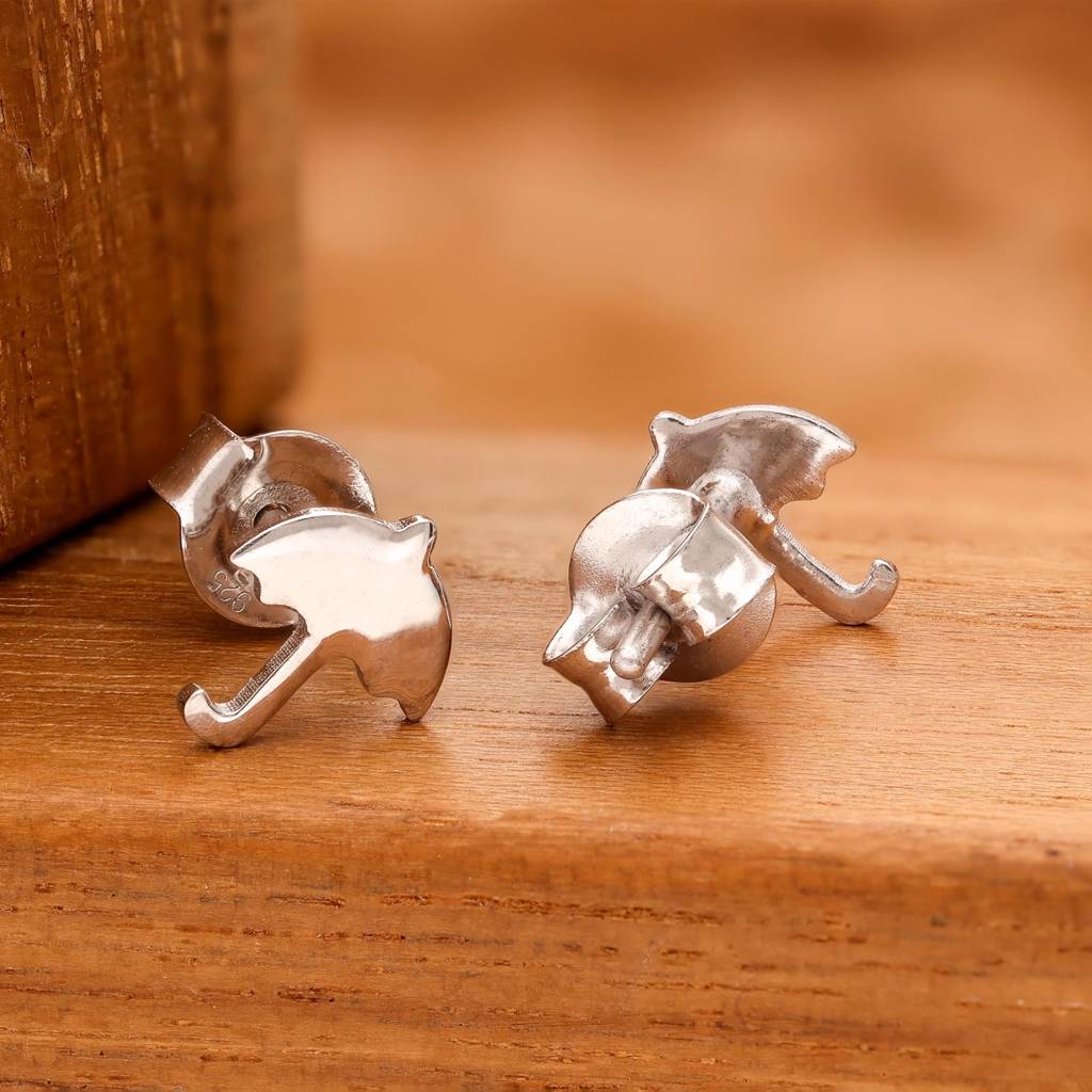 925 Silver Umbrella Stud Earrings | Rain Theme Jewelry Gift : SE_000888