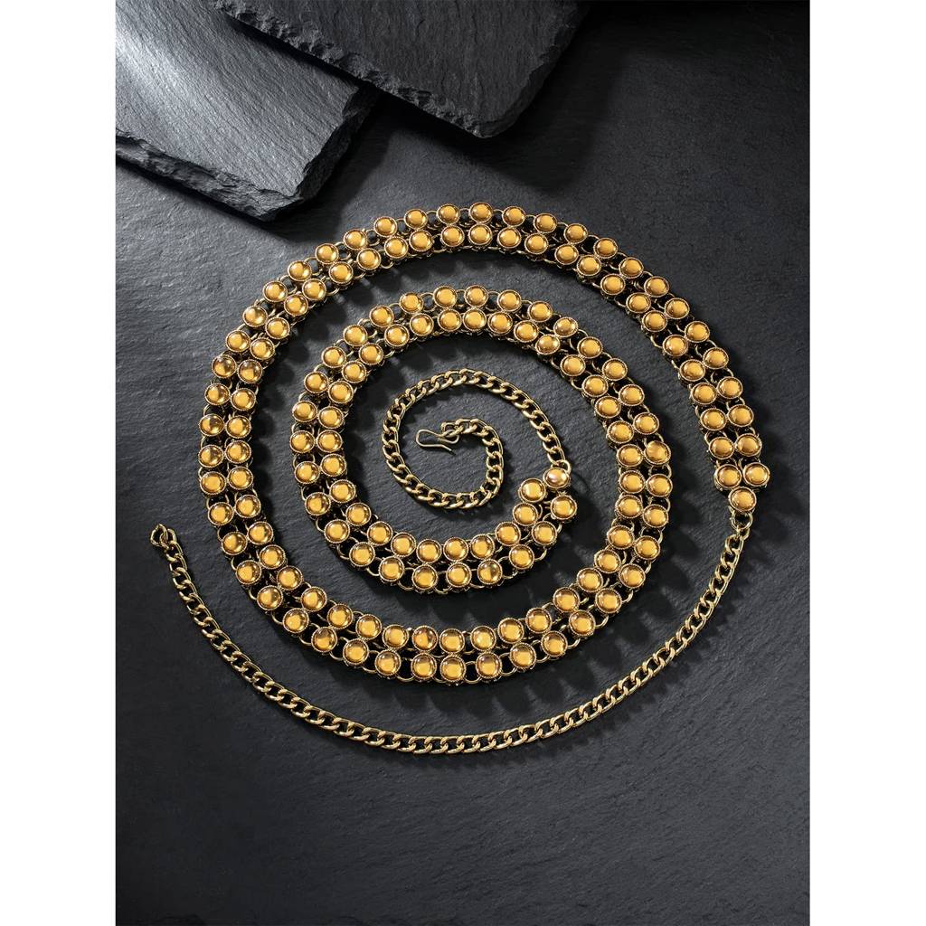 Traditional Adjustable Gold Plated Kundan Waist Belt Kamar Bandh Belly Chain Jewellery Gift For Women-Pf37Bch016 : PF37BCH016LCT