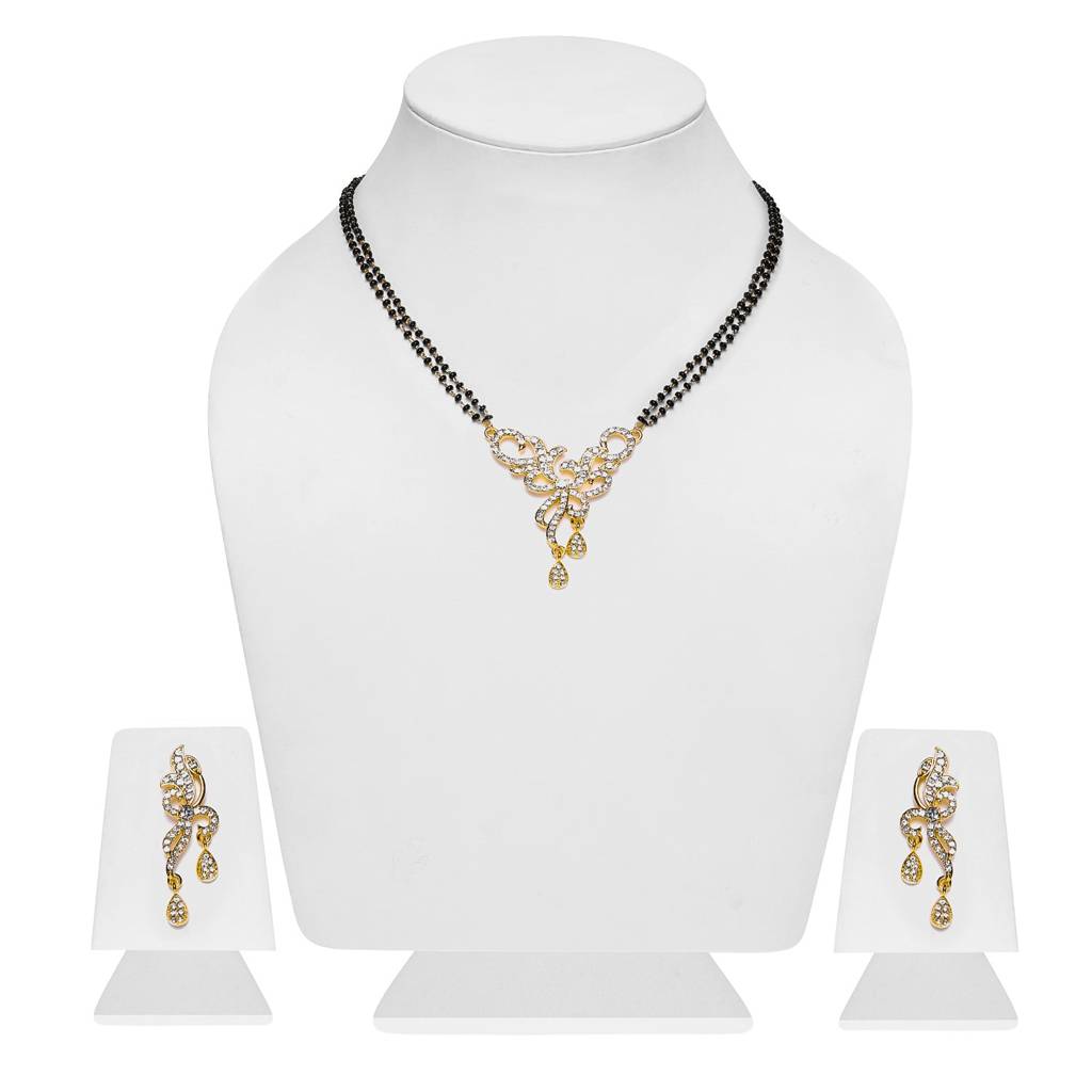 Estele Gold Plated Floral Crystal Drop Mangalsutra Set With Austrian Crystals : EMS14080072NKER