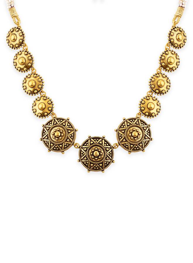 Rava Ball Brass Oxidized Statement Necklace : 8905124135909