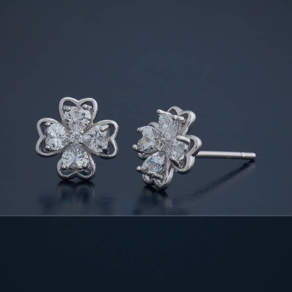 Kushal'S Fashion Jewellery Plated Zircon 92.5 Sterling Silver Studs-183149 : 437316