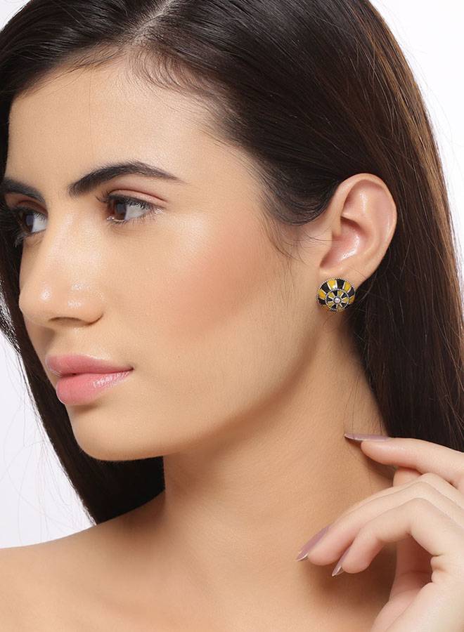 Taal Mridang Enameled Dholki Stud Earrings : 8907617985787