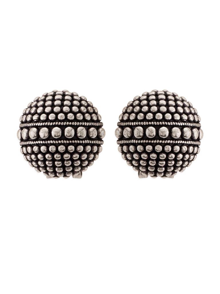 Oxidized Rava Ball Stud Earrings : 8905124136326