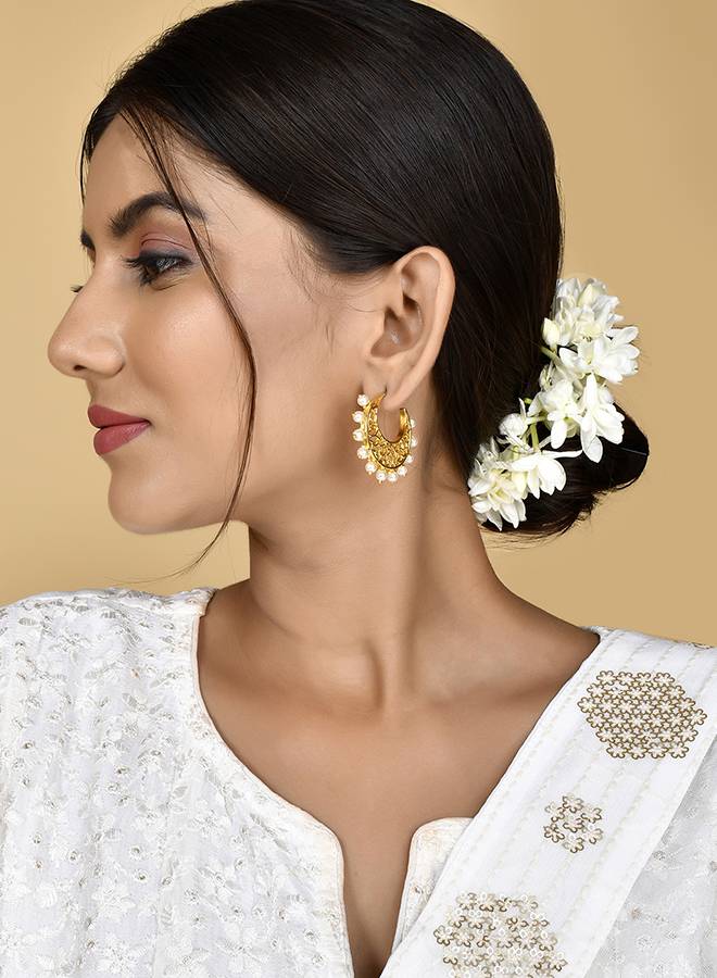 Nazakat Haseen Pearl Studded Hoop : 8905124509700