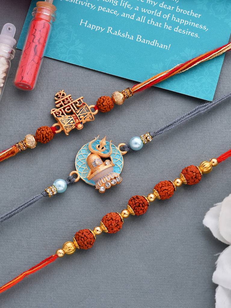 Set Of 3 Deity Inspired Lord Shiva Rakhi : 8905124461978