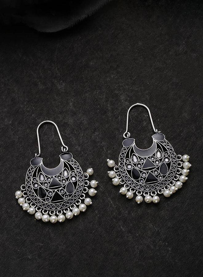Rangabati Oxidized Silver Plated Earrings : 8907617887616