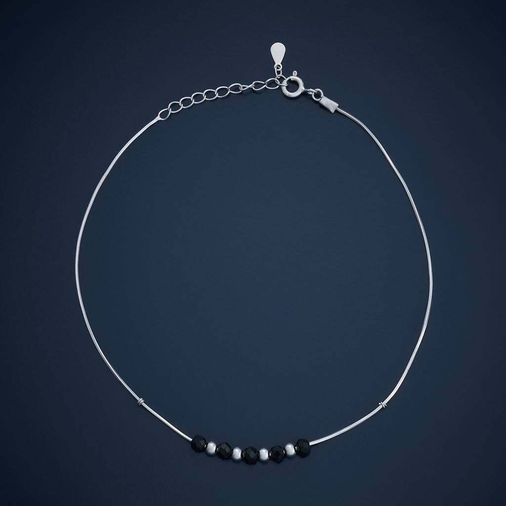 Kushal'S Fashion Jewellery Black Rhodium-Plated Party 92.5 Sterling Silver Anklet-180708 : 431890