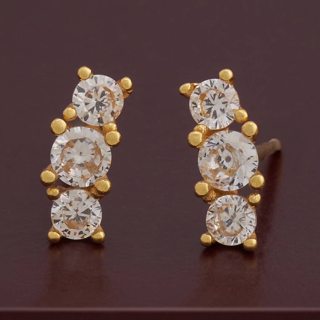 Kushal'S Fashion Jewellery Plated Zircon 92.5 Sterling Silver Studs-183200 : 437484