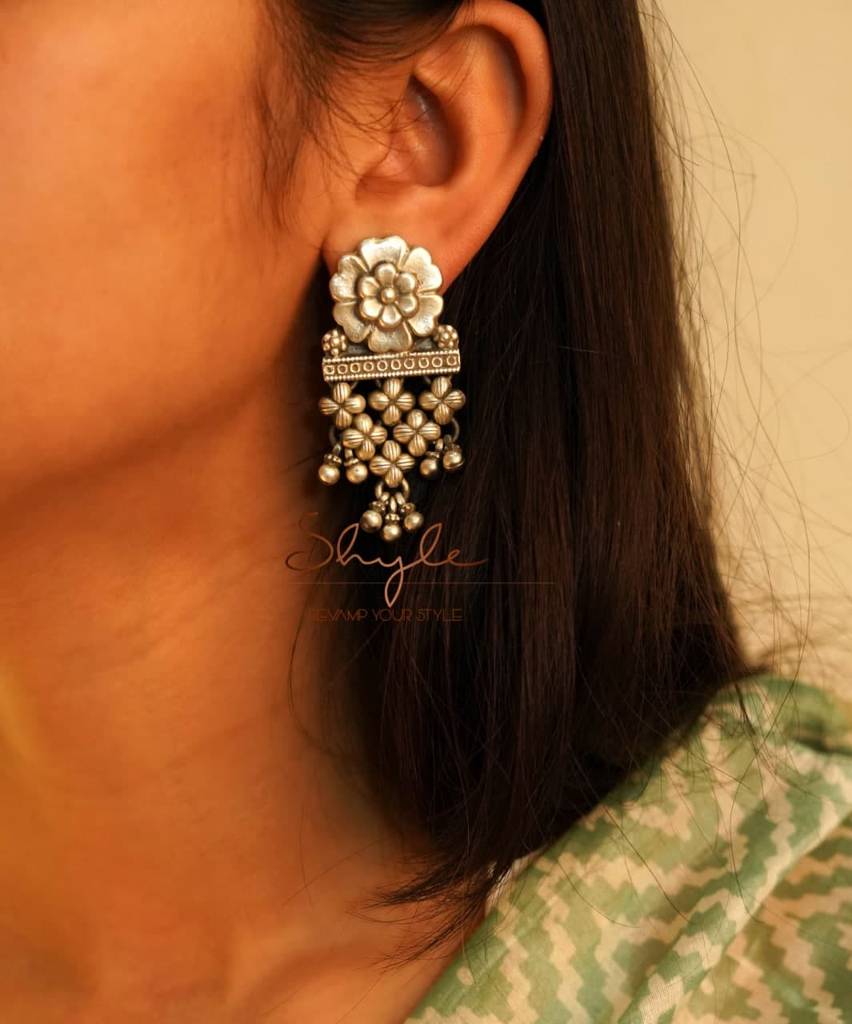 Anvaya Flower Motif Jali Ghughri Earrings : SE722