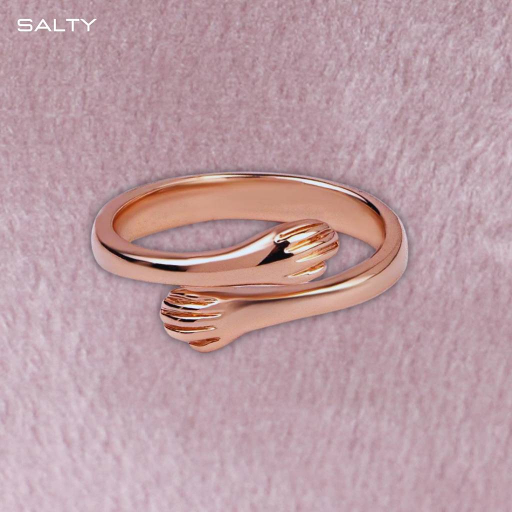 Rose Gold Hug Promise Ring - Adjustable - Anti Tarnish : RS10274A