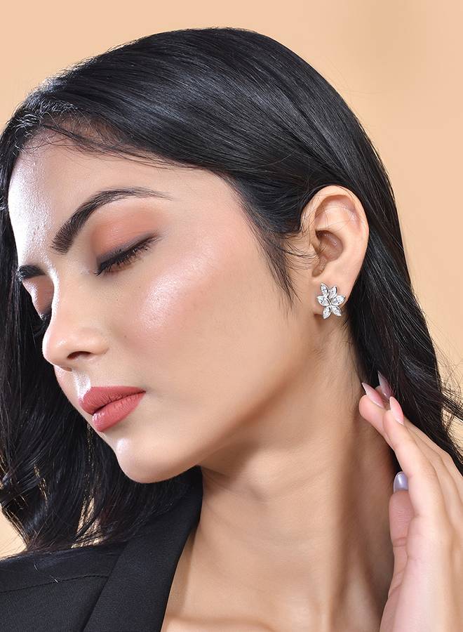 Valentine'S Day Sterling Silver Cluster Marquise Stud : 8905124516838