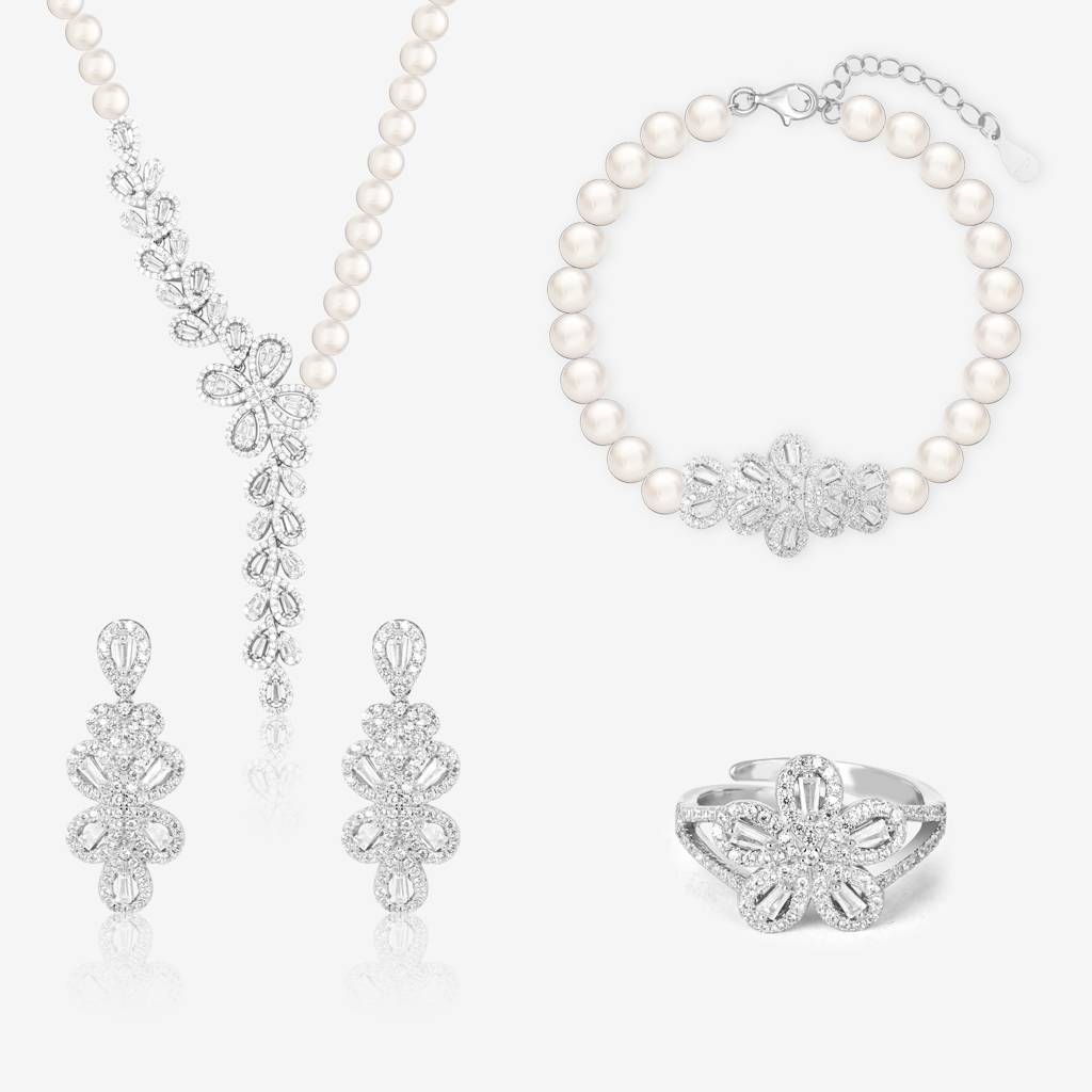 Pearl Petal Jewellery Set : JS6