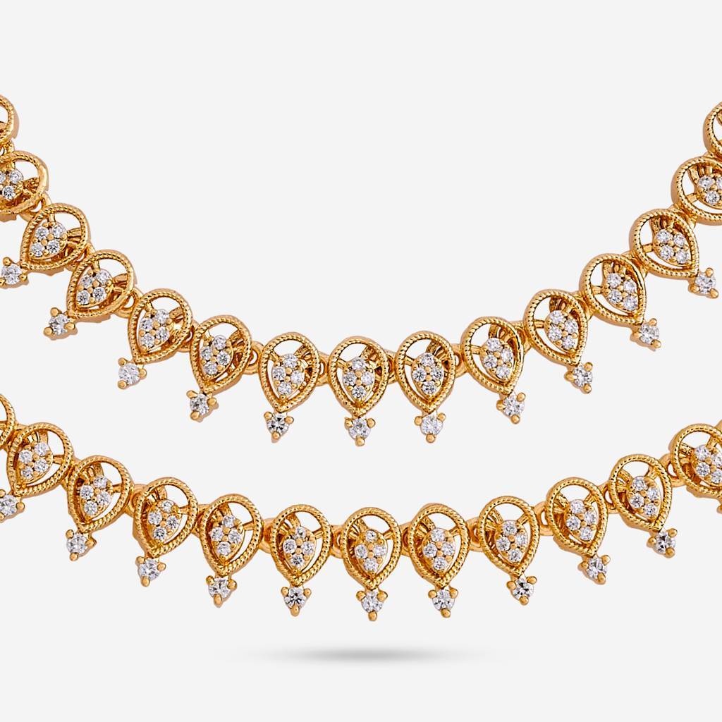 White Gold-Plated Party Zircon Anklet  -444775 : 444775