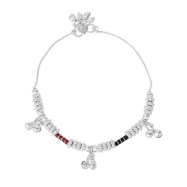 Fashion Jewelry Anklets For Girls & Women: Rhodium Plated Trendy Touch: Fashionable Lightweight Anklets W : OSAK001-IRRDBKANKLET