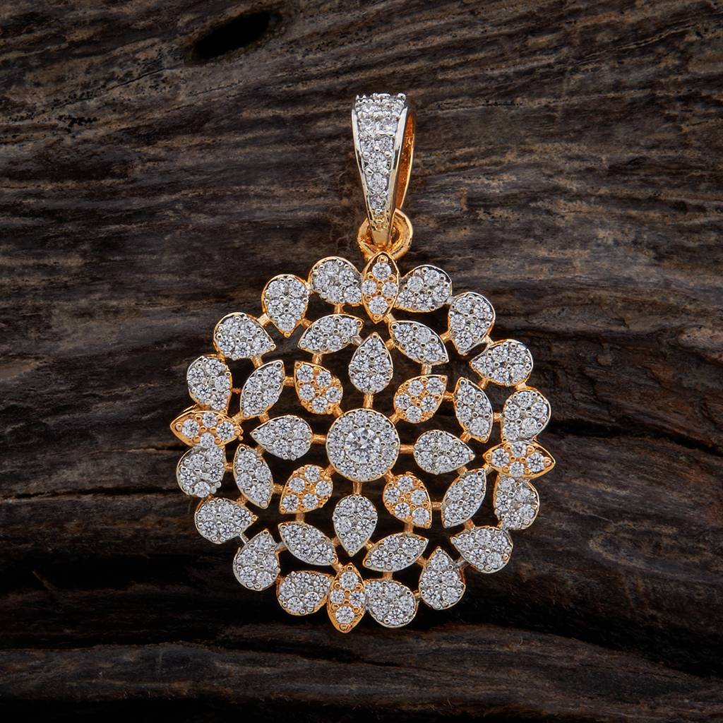 Kushal'S Fashion Jewellery White Rose Gold-Plated Copper Party Zircon Pendant Set-157146 : 383125