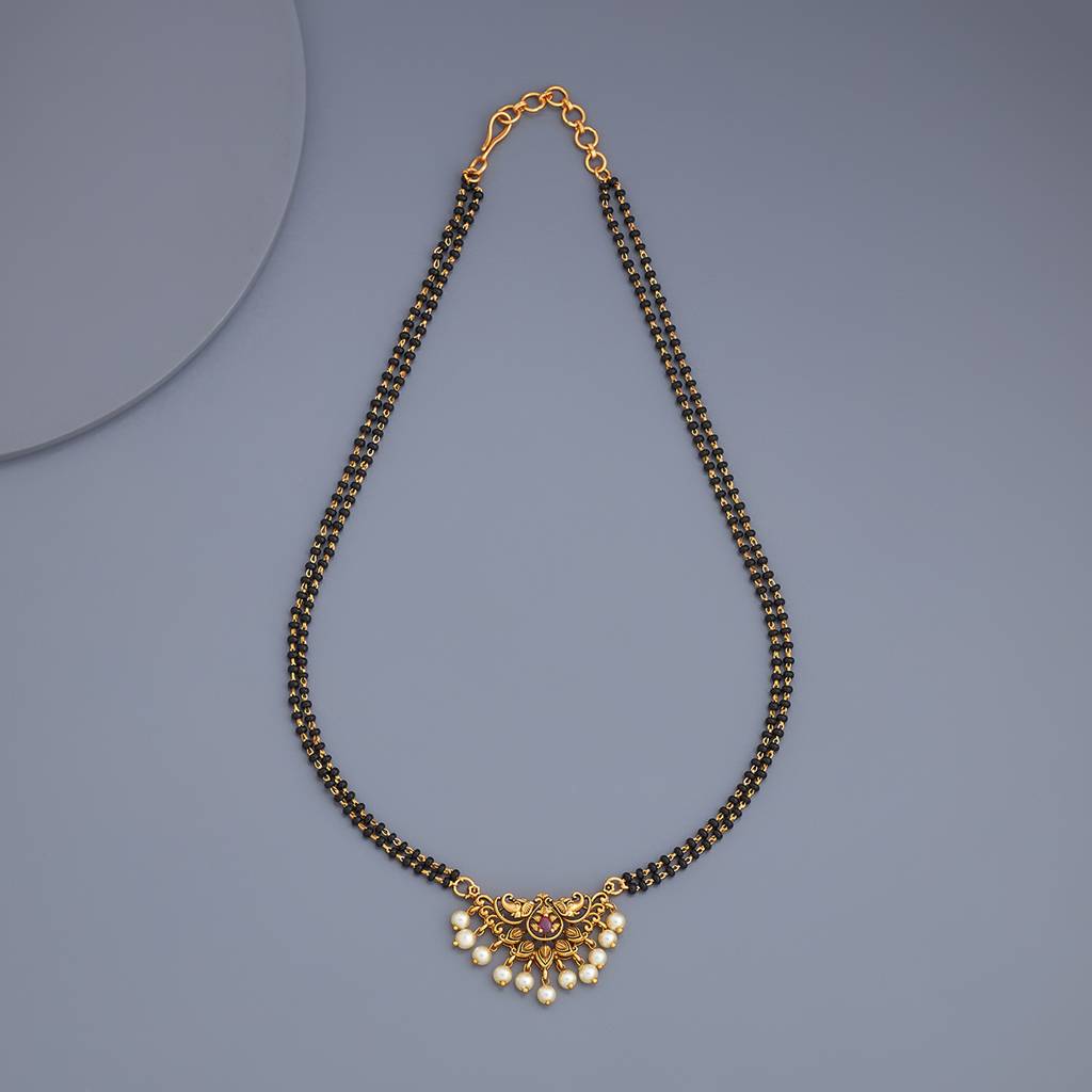 Kushal'S Fashion Jewellery Ruby Gold-Plated Ethnic Antique Mangalsutra-180555 : 431509