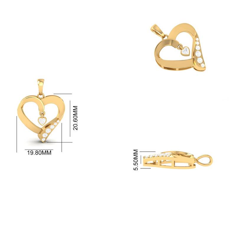 Moissanite Heart Pendant Necklace : TGDP-285-Y