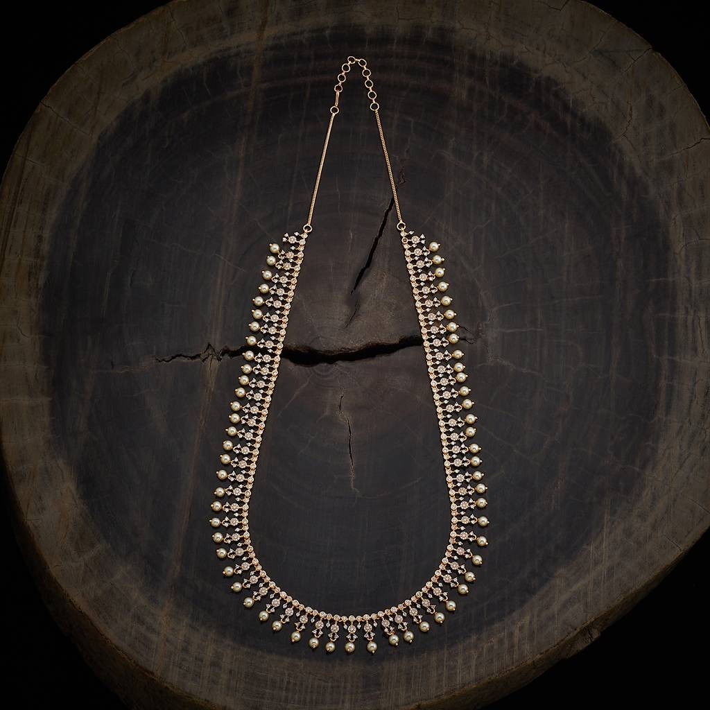 Kushal'S Fashion Jewellery White Gold-Plated Party Zircon Long Necklace-170446 : 410373