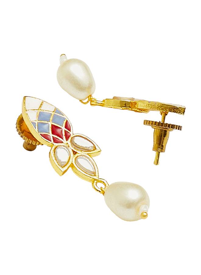 Festive Hues Gold Plated Filigree Faux Pearls Adorned Jewellery Set : 8905124458862