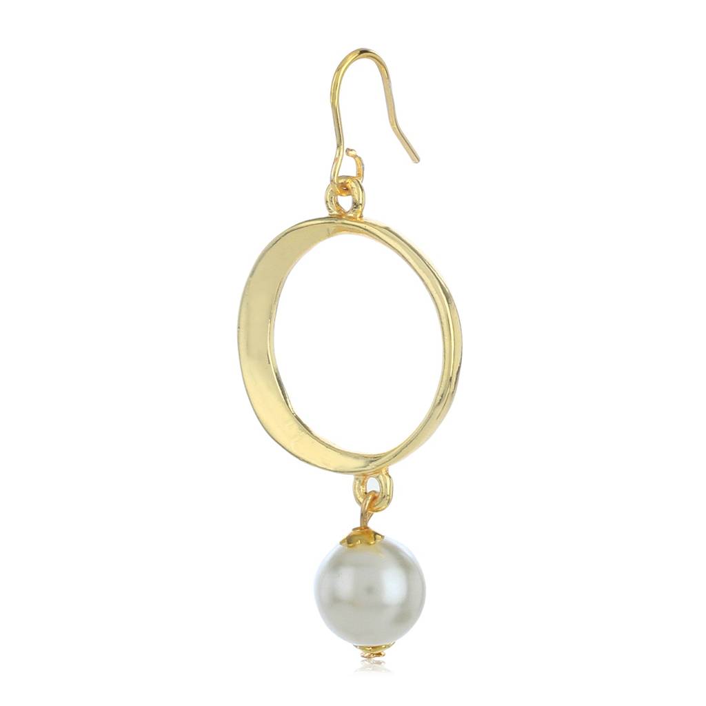 Estele Gold Plated Circular Pearl Drop Earrings For Women : 690708-IGER